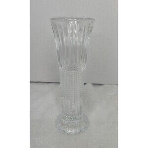 Pressed Glass Bud Vase Diamond Point Cuts on Clear Glass 6"